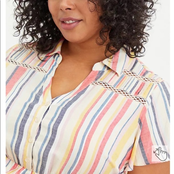 TORRID BABYDOLL TUNIC RAYON MULTI STRIPE TOP SIZE 2X NWT - Picture 2 of 5